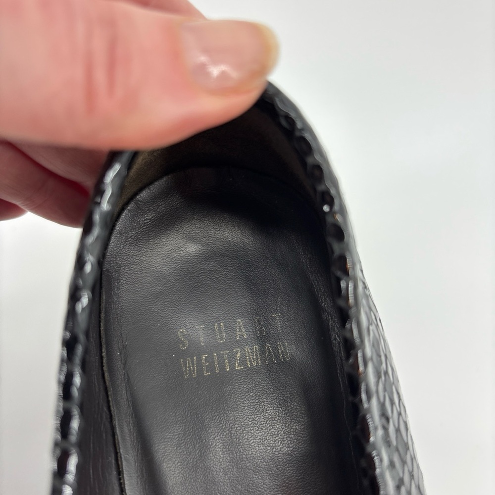 Stuart Weitzman Black Snakeskin Pattern Loafers S… - image 2